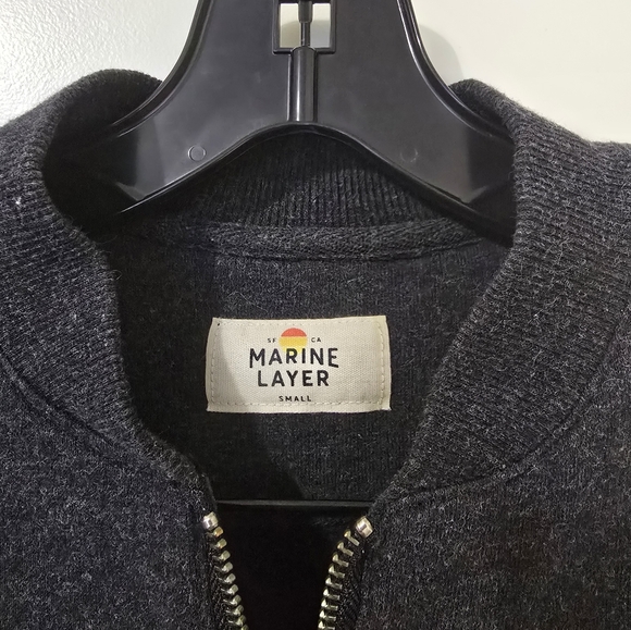 Marine Layer Ashton Bomber Heather Charcoal Black Women's Small - Picture 6 of 11